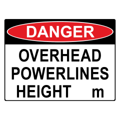 Danger Overhead Powerlines Height__m Sign