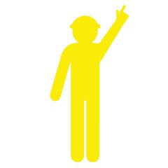 1800x900mm - Corflute - Yellow Cut Out Safety Construction Worker (Arm Up - Finger Pointing)