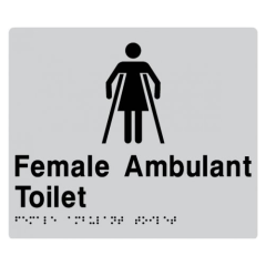 210x180mm - Braille - Silver PVC - Female Ambulant Toilet