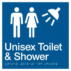 180x180mm - Braille - Blue PVC - Unisex Toilet & Shower