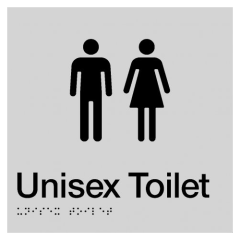 180x180mm - Braille - Silver PVC - Unisex Toilet