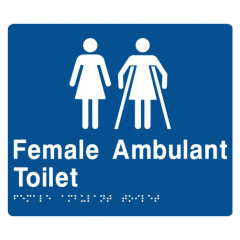 180x210mm - Braille - Blue PVC - Female Toilet & Female Disabled Toilet