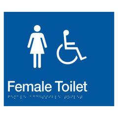 180x210mm - Braille - Blue PVC - Female Wheelchair Accessible Toilet