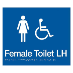 180x210mm - Braille - Blue PVC - Female Wheelchair Accessible Toilet LH