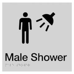 180x180mm - Braille - Silver PVC - Male Shower