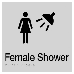 180x180mm - Braille - Silver PVC - Female Shower