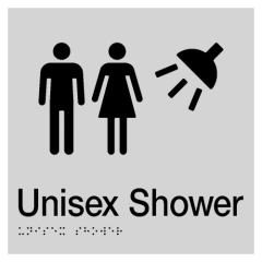 180x180mm - Braille - Silver PVC - Unisex Shower