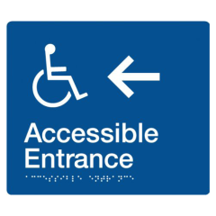 180x210mm - Braille - Blue PVC - Wheelchair Accessible EntranceLeft