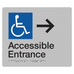 180x210mm - Braille - Silver PVC - Wheelchair Accessible Entrance Right