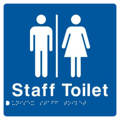 180x180mm - Braille - Blue PVC - Unisex Staff Toilet