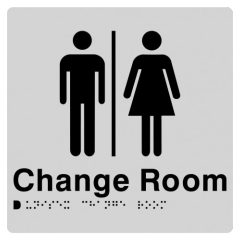 180x180mm - Braille - Silver PVC - Unisex Change Room