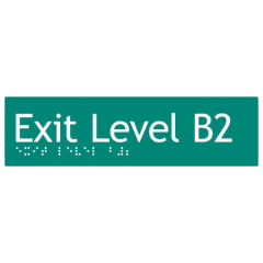 180x50mm - Braille - Green PVC - Exit Level Basement 2