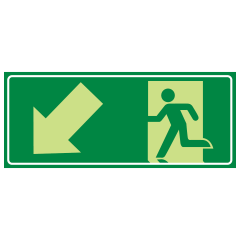 Running Man Picto, Arrow Down Left, 350 x 140mm Luminous Metal