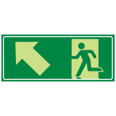 Running Man Picto, Arrow Up Left, 350 x 140mm Luminous Self Adhesive