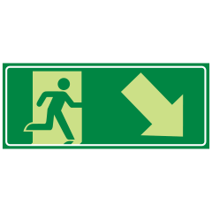 Running Man Picto, Arrow Down Right, 350 x 140mm Luminous Metal