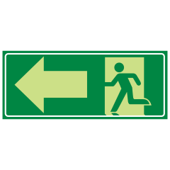 Running Man Picto, Arrow Left, 350 x 140mm Luminous Metal