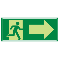 Running Man Picto, Arrow Right, 350 x 140mm Luminous Metal