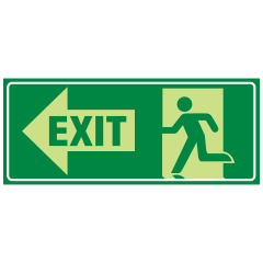 Running Man, Exit, Arrow Left, 350 x 140mm Poly