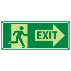 Running Man, Exit, Arrow Right, 350 x 140mm Luminous Metal