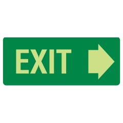 Exit, Right Arrow, 350 x 140mm Luminous Metal