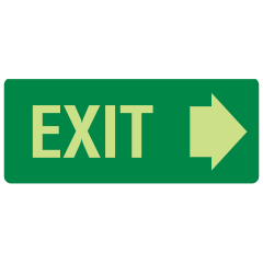 Exit, Right Arrow, 350 x 140mm Luminous Self Adhesive