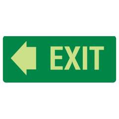 Exit, Left Arrow, 350 x 140mm Luminous Metal