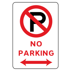 No Parking Symbol, Double Arrows, 400 x 300mm Metal