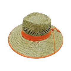 Straw Hat - HiVis Orange Trim