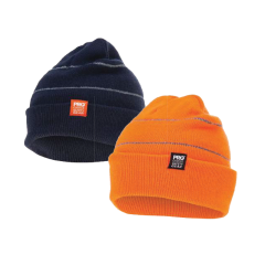 PRO Hi Vis Orange Beanie with Retro-Reflective Stripes