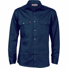 DNC 3202 190gsm Cotton Drill Shirt, Long Sleeve, Navy