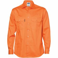 DNC 3202 190gsm Cotton Drill Shirt, Long Sleeve, Orange