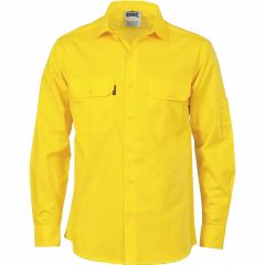 DNC 3208 155gsm Lightweight Cotton Drill Shirt, Long Sleeve, Yellow