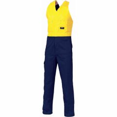 DNC 3853 311gsm Action Back Cotton Drill Coveralls, Yellow/Navy