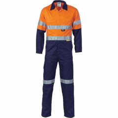 DNC 3955 190gsm Hoop Reflective Cotton Drill Coveralls, Orange/Navy