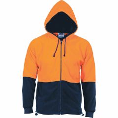 DNC 3927 Full Zip Polar Fleece Hoodie, Orange/Navy