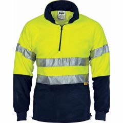 DNC 3829 Hoop Reflective 1/2 Zip Polar Fleece, Yellow/Navy