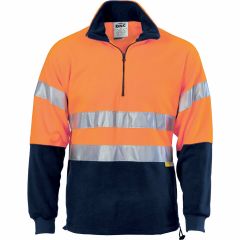 DNC 3829 Hoop Reflective 1/2 Zip Polar Fleece, Orange/Navy