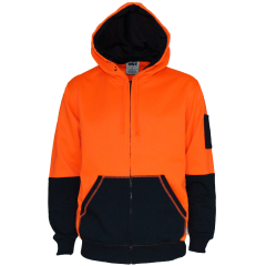 DNC 3722 300gsm Sloppy Joe Super Fleecy Full Zip Hoodie, Orange/Navy