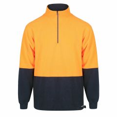 Norss HiVis Two Tone 1/2 Zip Polar Fleece, Orange/Navy