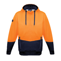 Syzmik ZT477 Unisex Textured Jacquard Hoodie, Orange/Navy