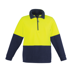 Syzmik ZT460 Unisex Hi Vis Half Zip Fleece Jumper, Yellow/Navy