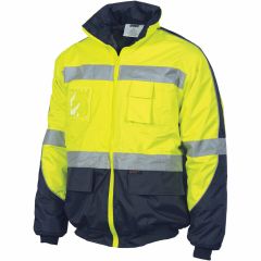 DNC 3992 200D Hoop Reflective Contrast Polyester Bomber Jacket, Yellow/Navy