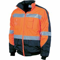 DNC 3992 200D Hoop Reflective Contrast Polyester Bomber Jacket, Orange/Navy