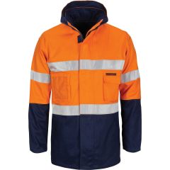 DNC 3764 311gsm Hoop Reflective Cotton Drill 4 in 1 Jacket, Orange/Navy