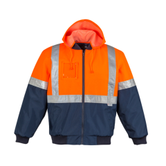 Syzmik ZJ351 Mens Quilted Reflective Flying Jacket, Orange/Navy