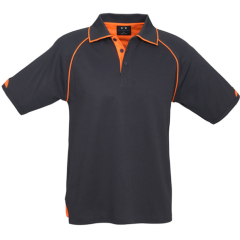 Biz Collection P29012 Bizcool Fusion Cotton Backed Polo, Grey/Fluoro Orange