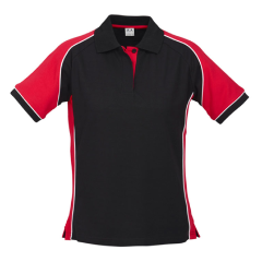 Biz Collection P10122 Ladies Nitro Polo, Black/Red/White