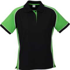 Biz Collection P10122 Ladies Nitro Polo, Black/Green/White