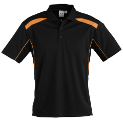 Biz Collection P244MS Mens United Short Sleeve Polo 155gsm, Black/Orange