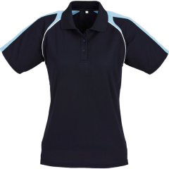 Biz Collection P225LS Ladies Triton Polo 170gsm, Navy/Spring Blue/White